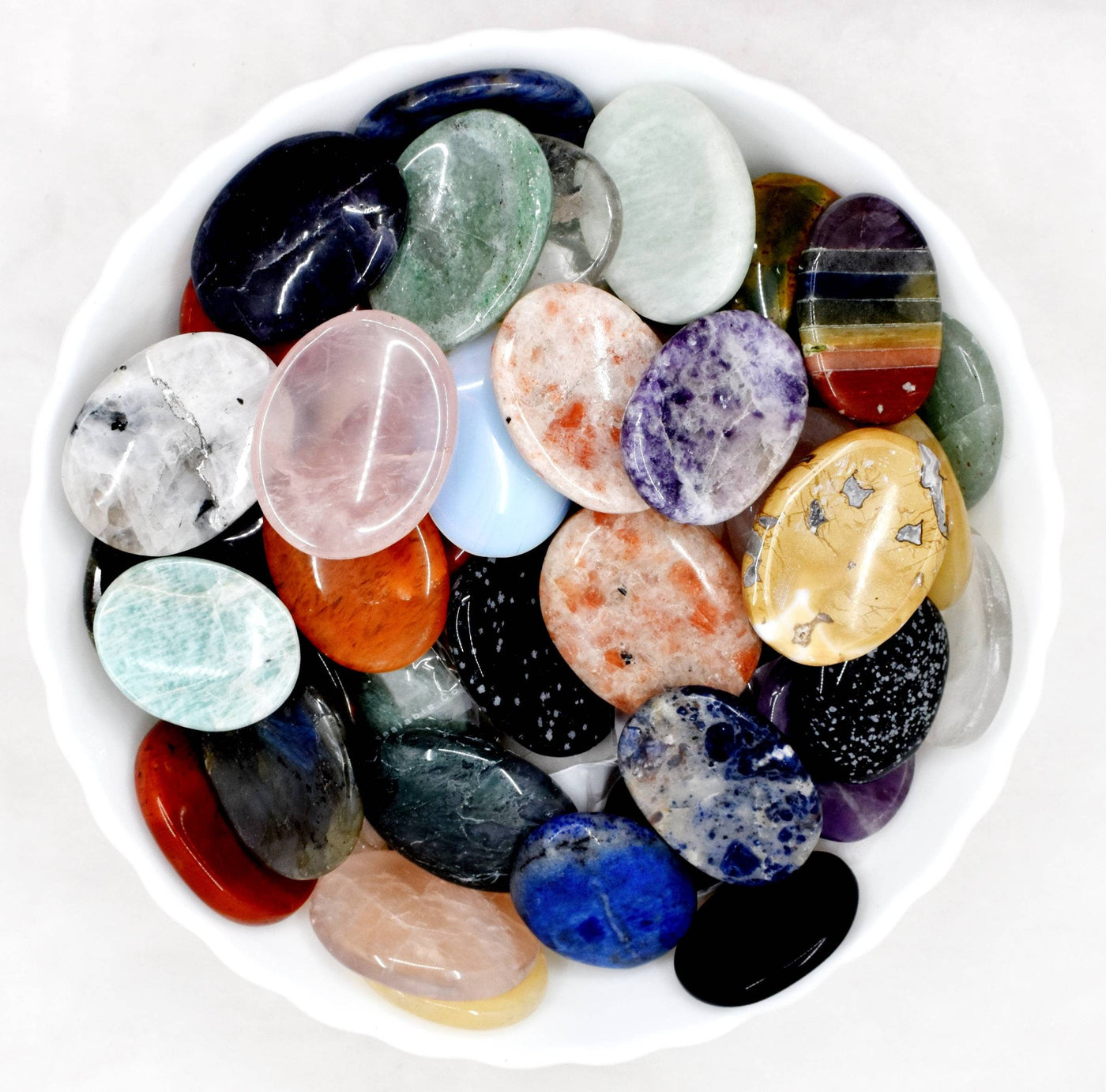 Wholesale Worry Stones Mix Lot 50 Bulk Worry Stones ~ Assorted Crystal for Anxiety Relief